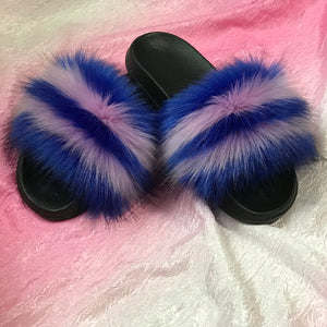 Fluffy Slidez Blue/Pink/Purple